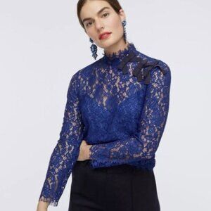 J. Crew‎ Lace & Ribbon Holiday Women’s Size 4 Top Long Sleeve Fairy Royal…
